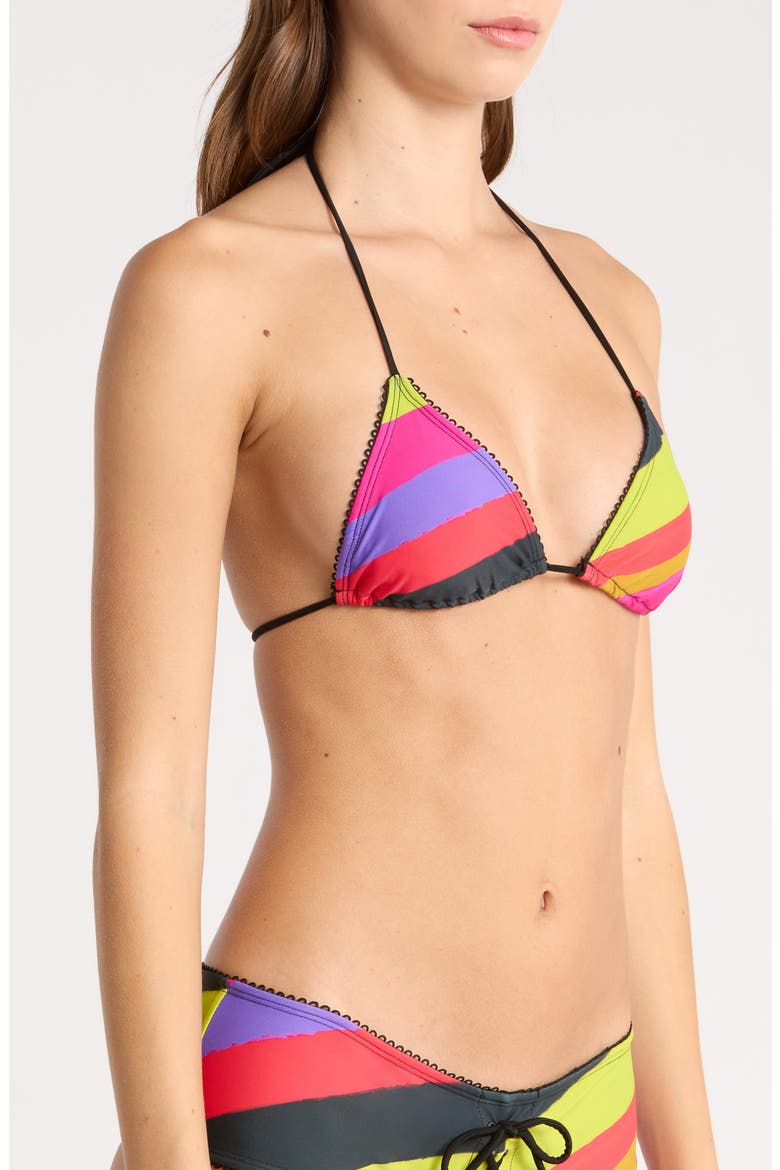 Freda Multi Stripe Triangle Bikini Top, Alternate, color, MULTI