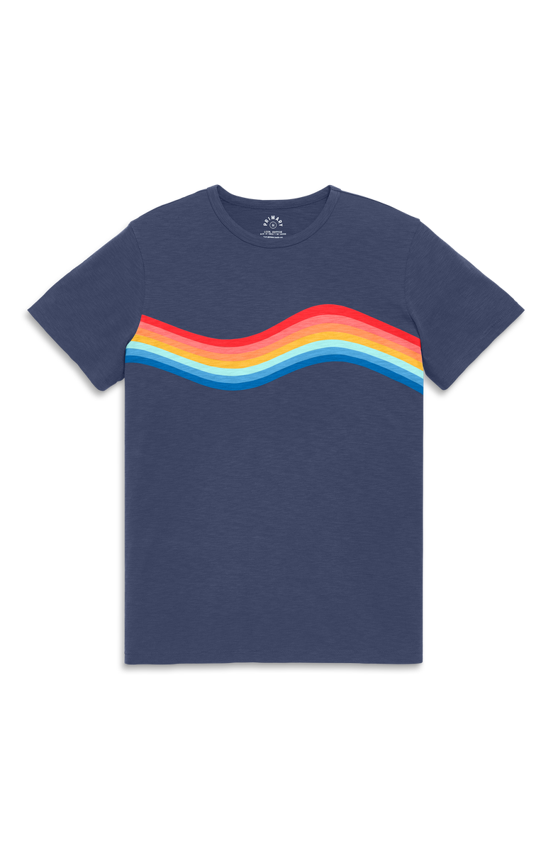 Primary Adult Rainbow Banner Wave Tee, Main, color, Sunwashed Navy