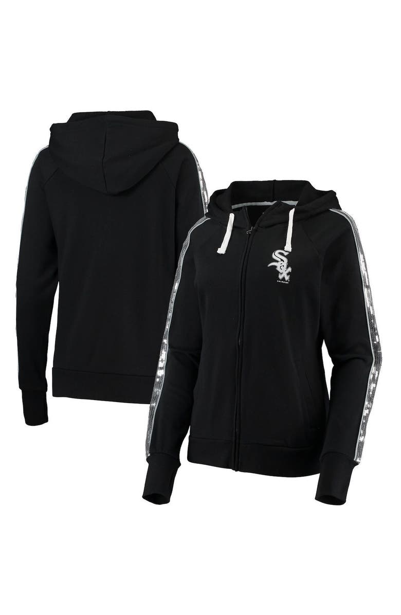 G-III 4HER BY CARL BANKS Women's G-III 4Her by Carl Banks Black Chicago White Sox Game Changer Raglan Full-Zip Hoodie, Main, color, 