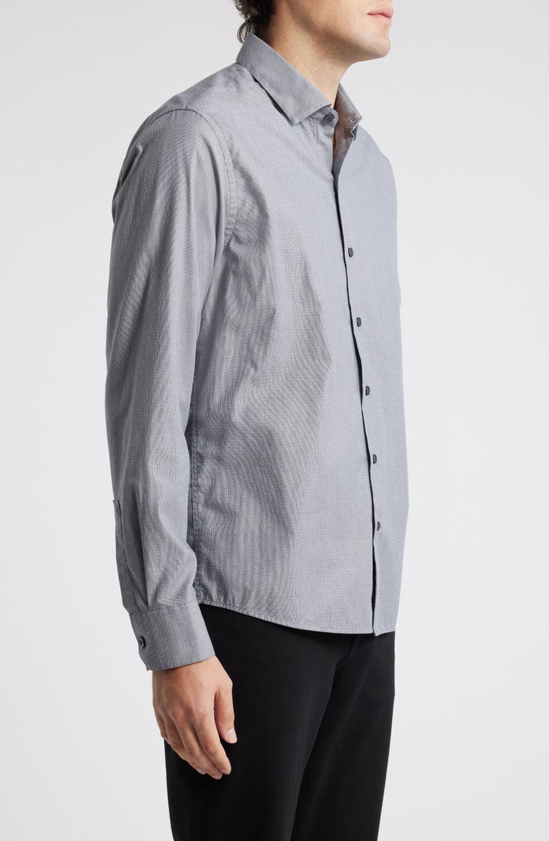 Robert Barakett Theodore Cotton Herringbone Button-Up Shirt, Alternate, color, Grey