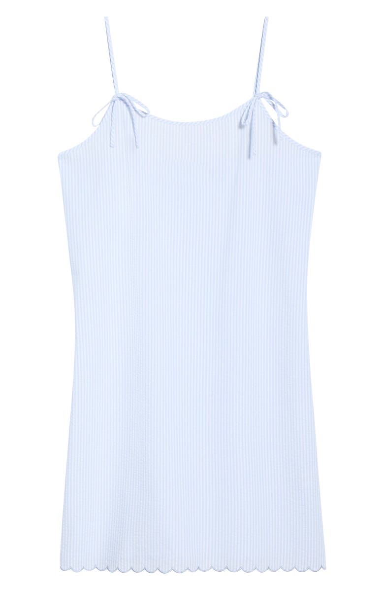 French Connection Stripe Scallop Edge Cotton Chemise, Alternate, color, Blue/ White Stripe