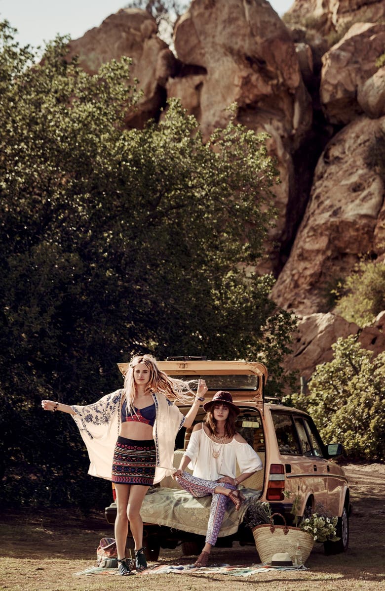 ASTR the Label ASTR Embroidered Open Front Kimono, Alternate, color, 