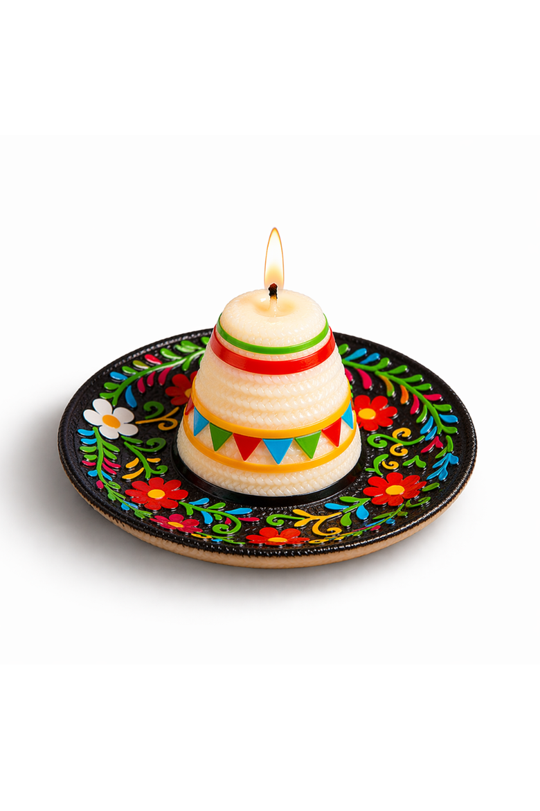 Fiesta Sombrero Candle, Main, color, Cream / Multi-Color