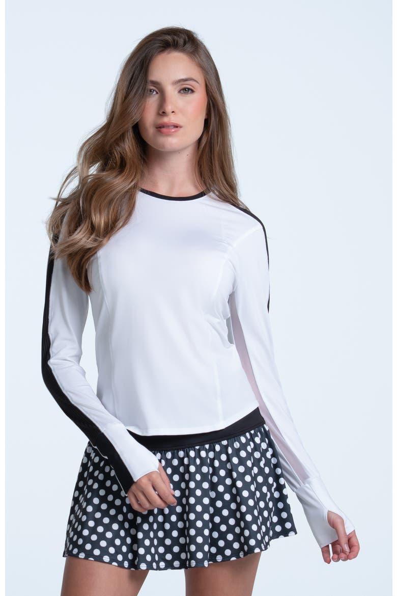 Double Play Long Sleeve Top, Main, color, White/Black