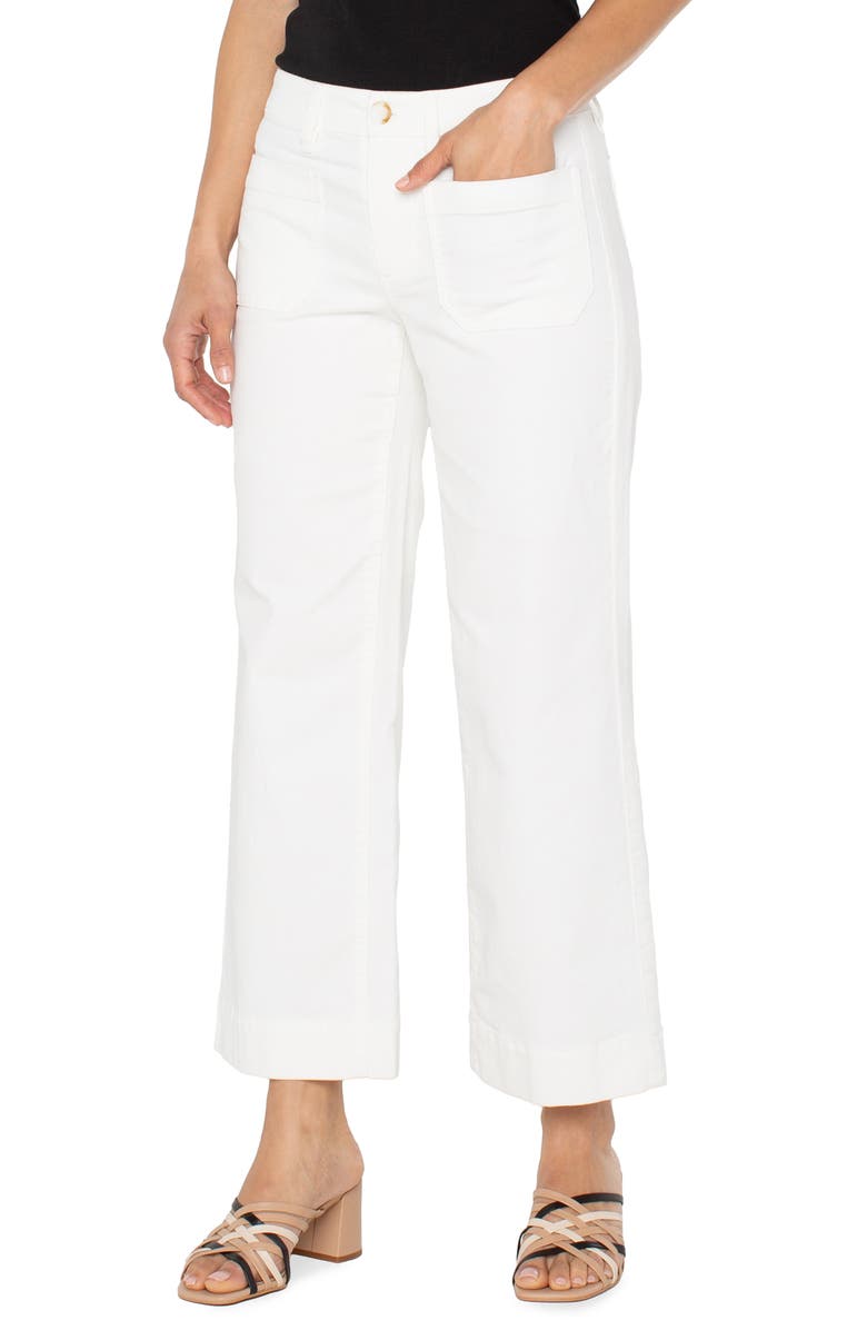 Liverpool Los Angeles Patch Pocket Mid Rise Ankle Wide Leg Corduroy Pants, Alternate, color, Vintage White
