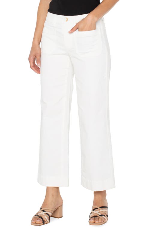 Liverpool Los Angeles Patch Pocket Mid Rise Ankle Wide Leg Corduroy Pants In White