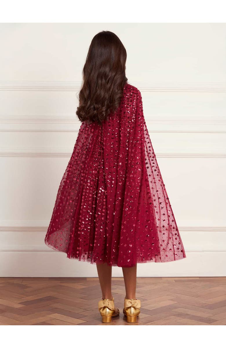 Needle & Thread Raindrop Cape Kids Dress, Alternate, color, Red