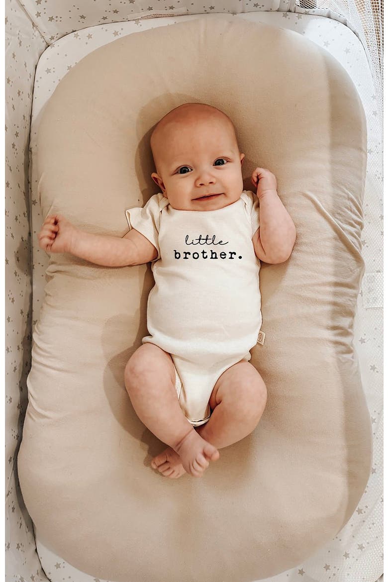 Little Brother Organic Baby Bodysuit, Alternate, color, Natural Black Lettering