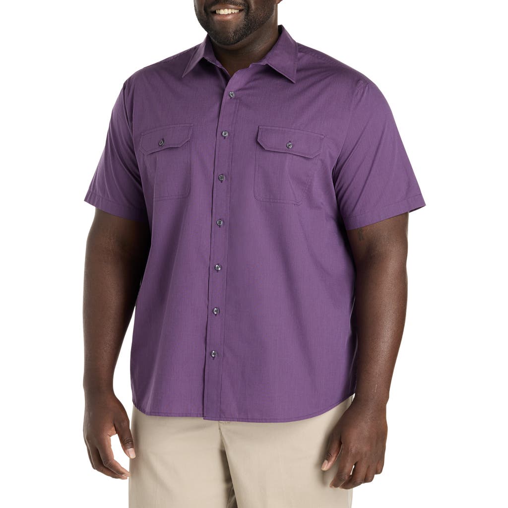 Synrgy By Dxl Big & Tall Double-pocket Sport Shirt In Purple Multi