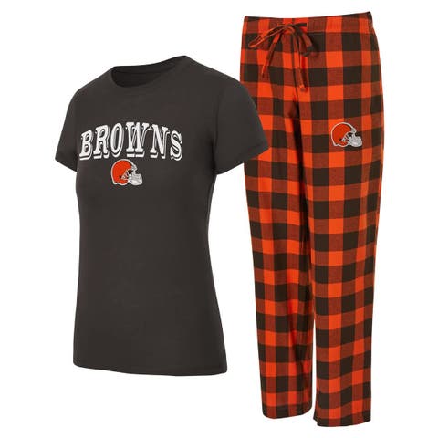 Women's Concepts Sport  Brown/Orange Cleveland Browns Avondale T-Shirt & Pants Flannel PJ Set