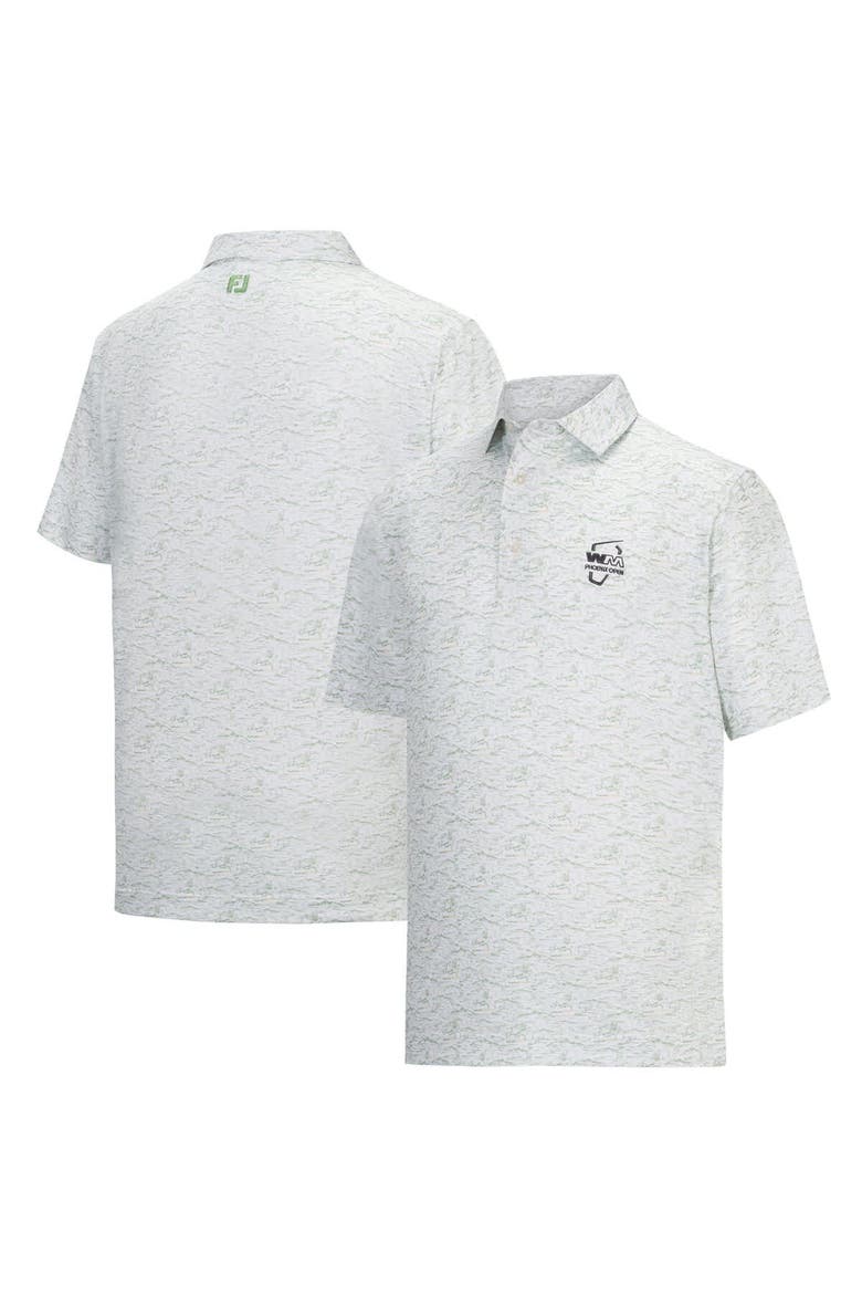 Men's FootJoy White WM Phoenix Open ProDry All Over Print Polo, Main, color, White