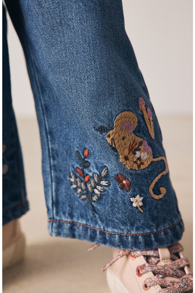 Kids' Floral Character Embroidered Jeans, Alternate, color, BLUE