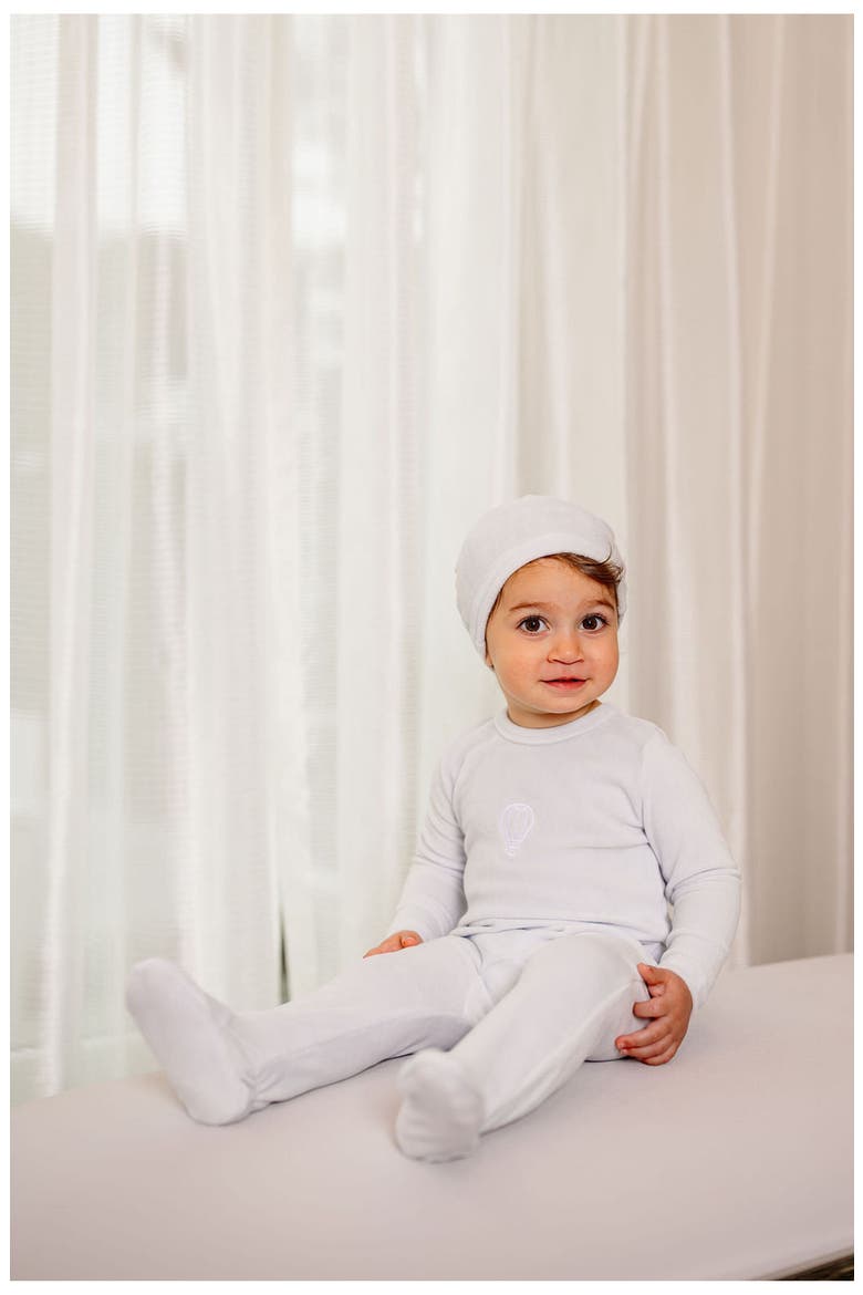 Boys Velour Embroidered Footie, Alternate, color, Blue