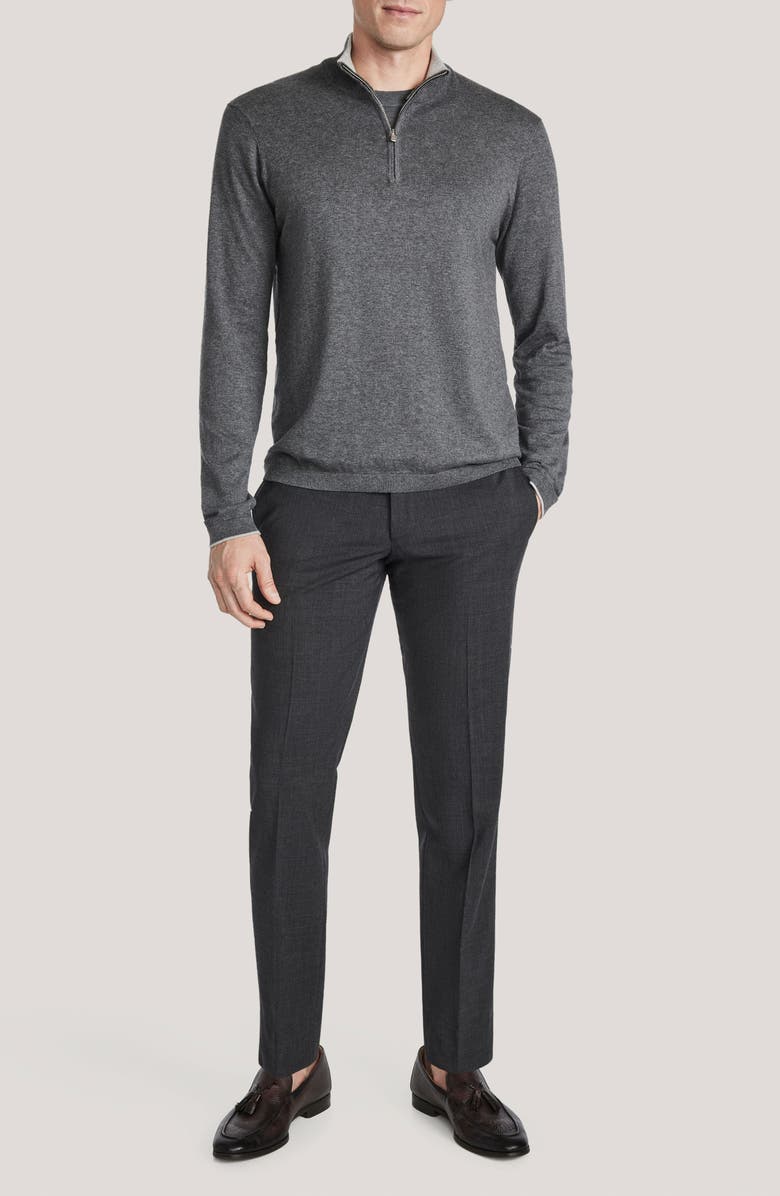 Jack Victor Daniel Quarter-Zip Cotton Sweater, Alternate, color, Charcoal