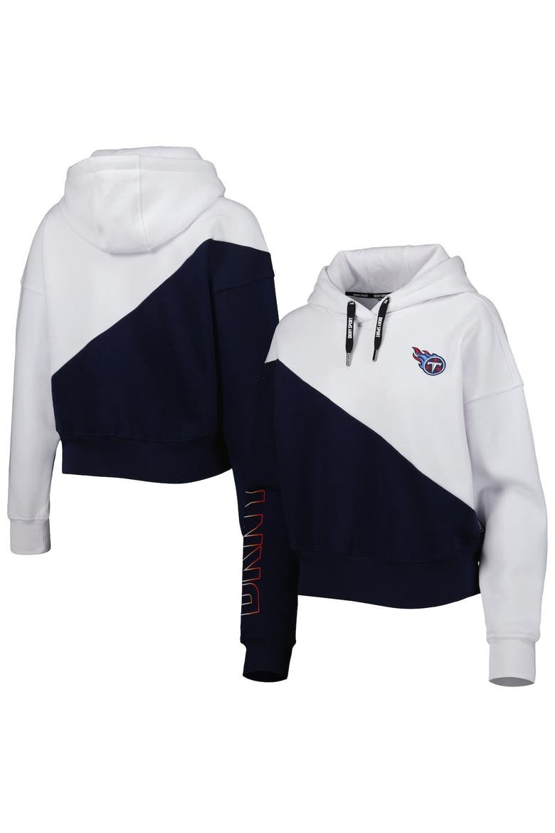 Women's DKNY Sport White/Navy Tennessee Titans Bobbi Color Blocked Pullover Hoodie, Alternate, color, White