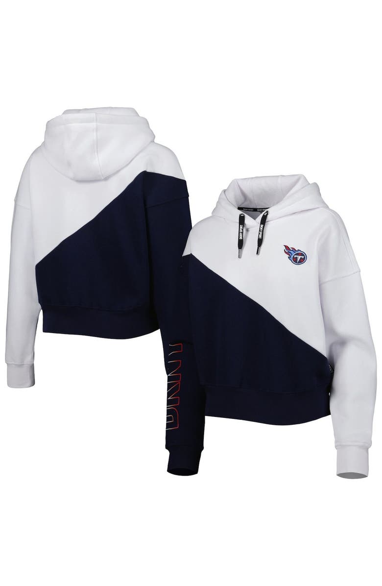 DKNY SPORT Women's DKNY Sport White/Navy Tennessee Titans Bobbi Color Blocked Pullover Hoodie, Alternate, color, White