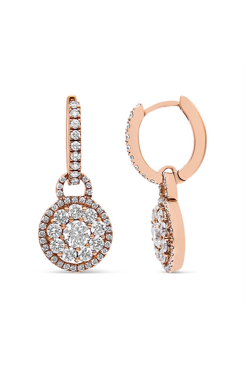 18K Rose Gold 1 1/2 Cttw Diamond Composite Dangle Earrings, Alternate, color, Pink