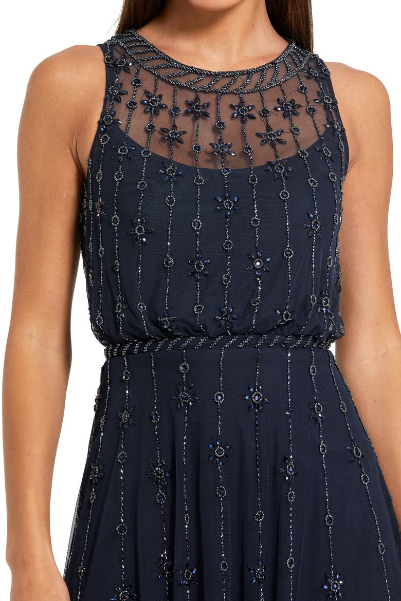 High Neck Sleeveless Embelished A Line Dress, Alternate, color, Midnight