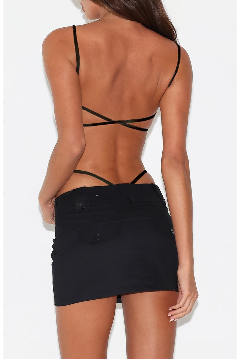 Minerva Strappy Open Back Bodysuit, Alternate, color, BLACK