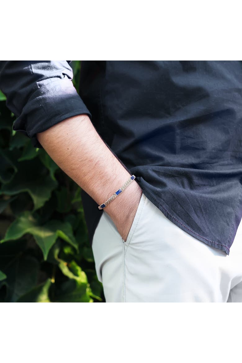 Dash-5 Curb Sterling Bracelet, Alternate, color, Blue