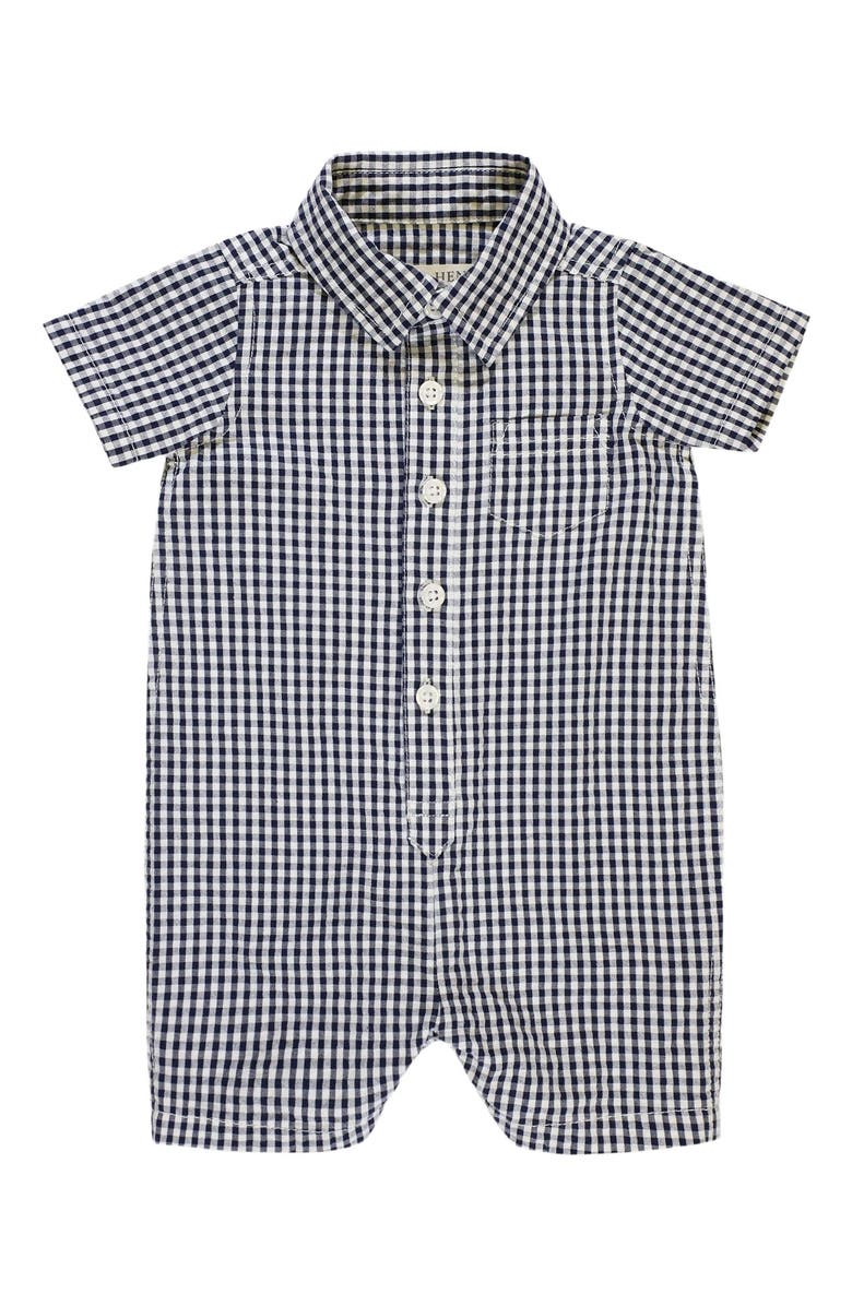 Hope & Henry Baby Seersucker Button Front Romper, Infant, Main, color,