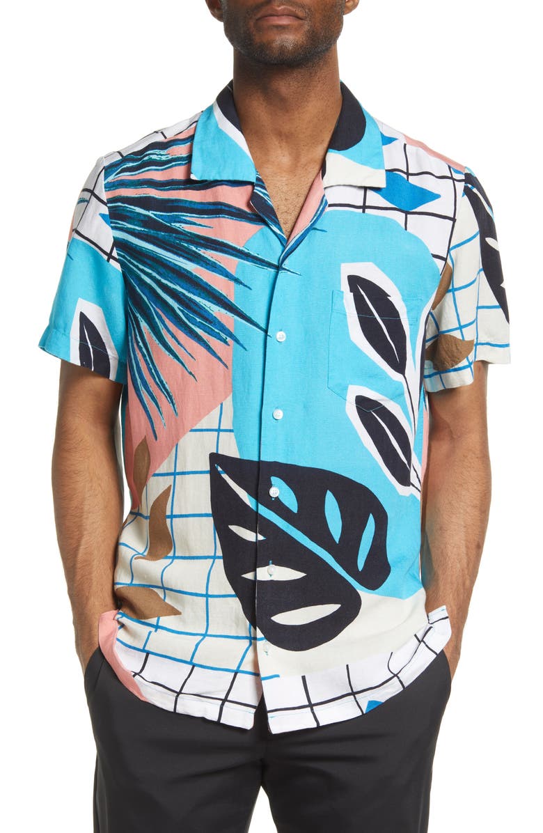 BOSS Hugo Boss Rhythm 3 Classic Fit Short Sleeve Button-Up Camp Shirt, Main, color, 