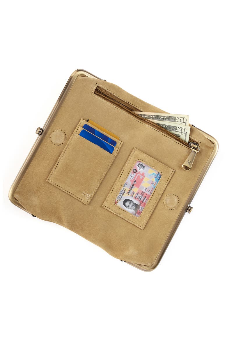 Lauren Leather Double Frame Clutch, Alternate, color, TWILIGHT FERN
