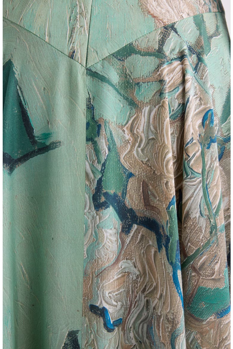Rose Jacquard Gathered Fit & Flare Dress, Alternate, color, MINT GREEN