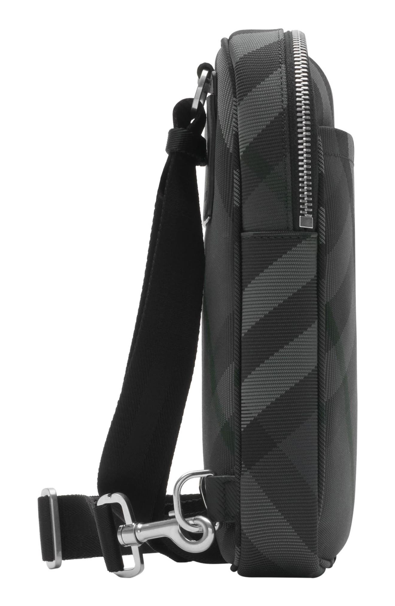 Burberry Grid Check Woven Sling Bag, Alternate, color, Charcoal
