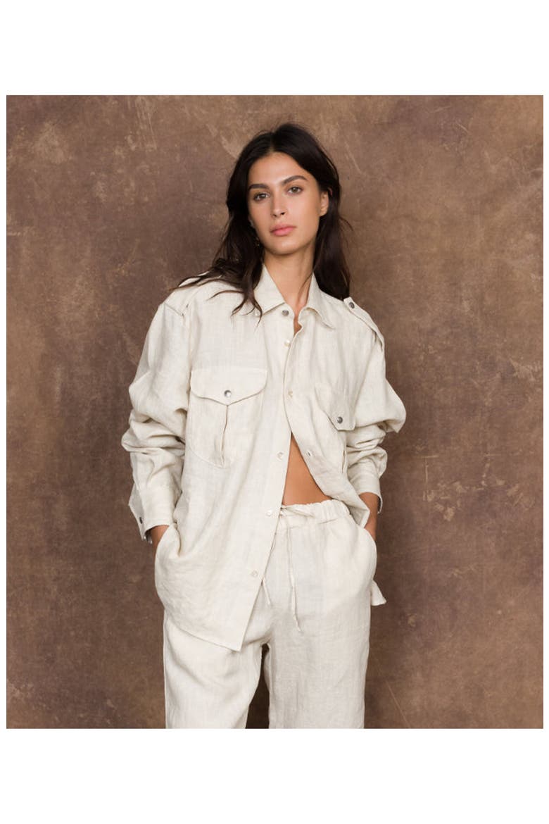 Luke Sahariana Linen Shirt, Alternate, color, STONE