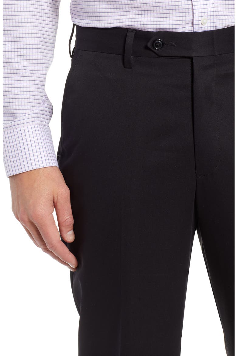Classic Fit Flat Front Microfiber Performance Dress Pants, Alternate, color, BLACK