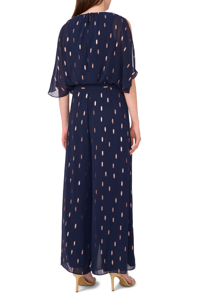 Blouson Foil Wide Leg Jumpsuit, Alternate, color, CLASSIC NAVY BLUE