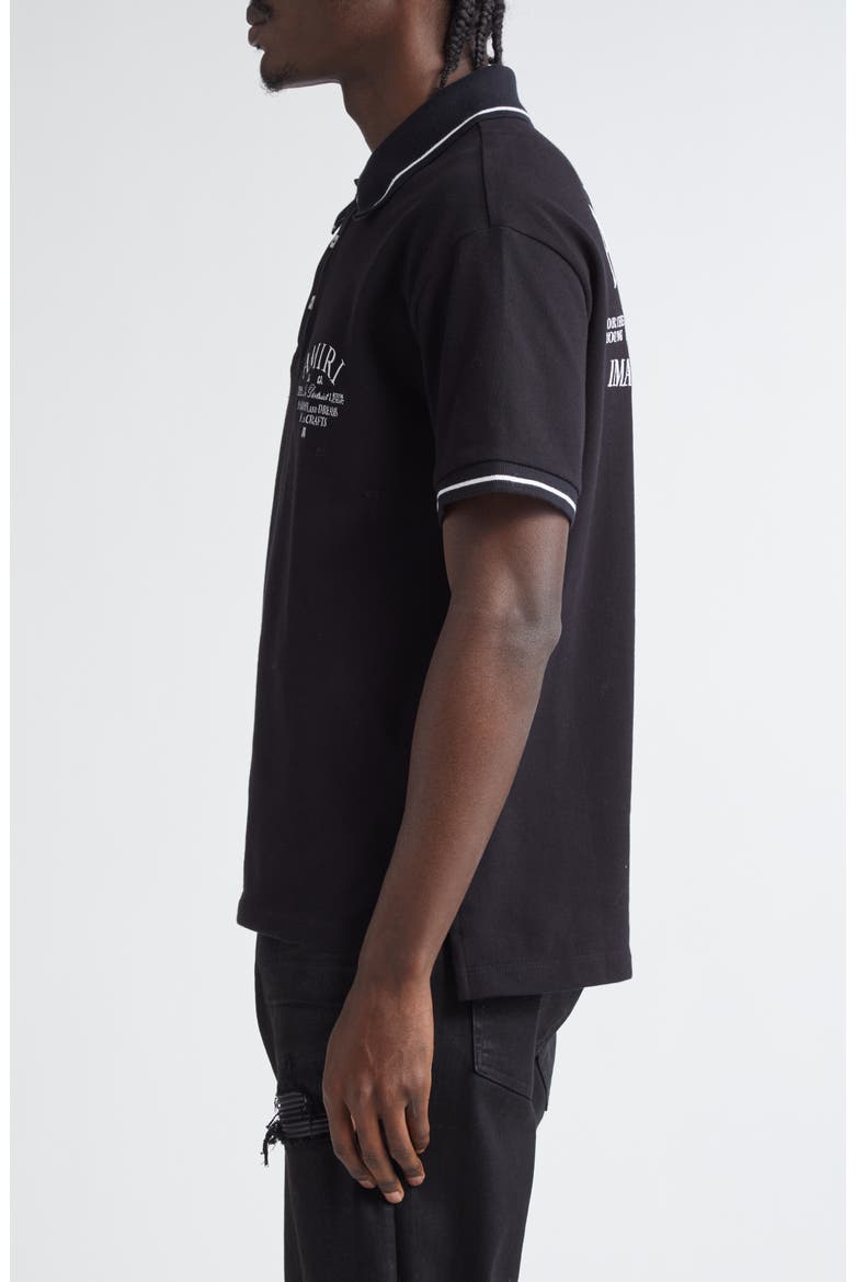 Arts District Embroidered Cotton Piqué Polo, Alternate, color, BLACK