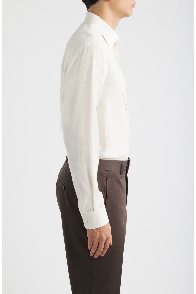 Maxwell Cotton & Linen Button-Up Shirt, Alternate, color, WHITE