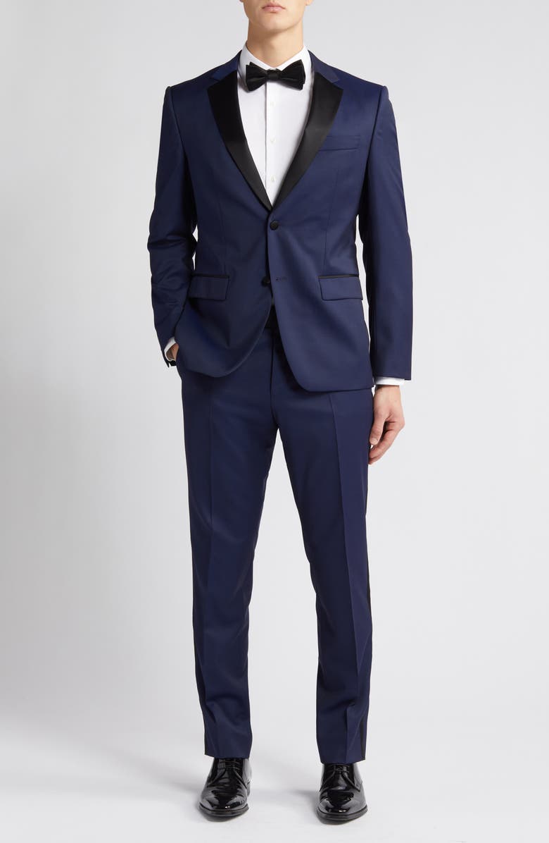 BOSS Huge Navy Wool Tuxedo, Main, color, Dk Bu