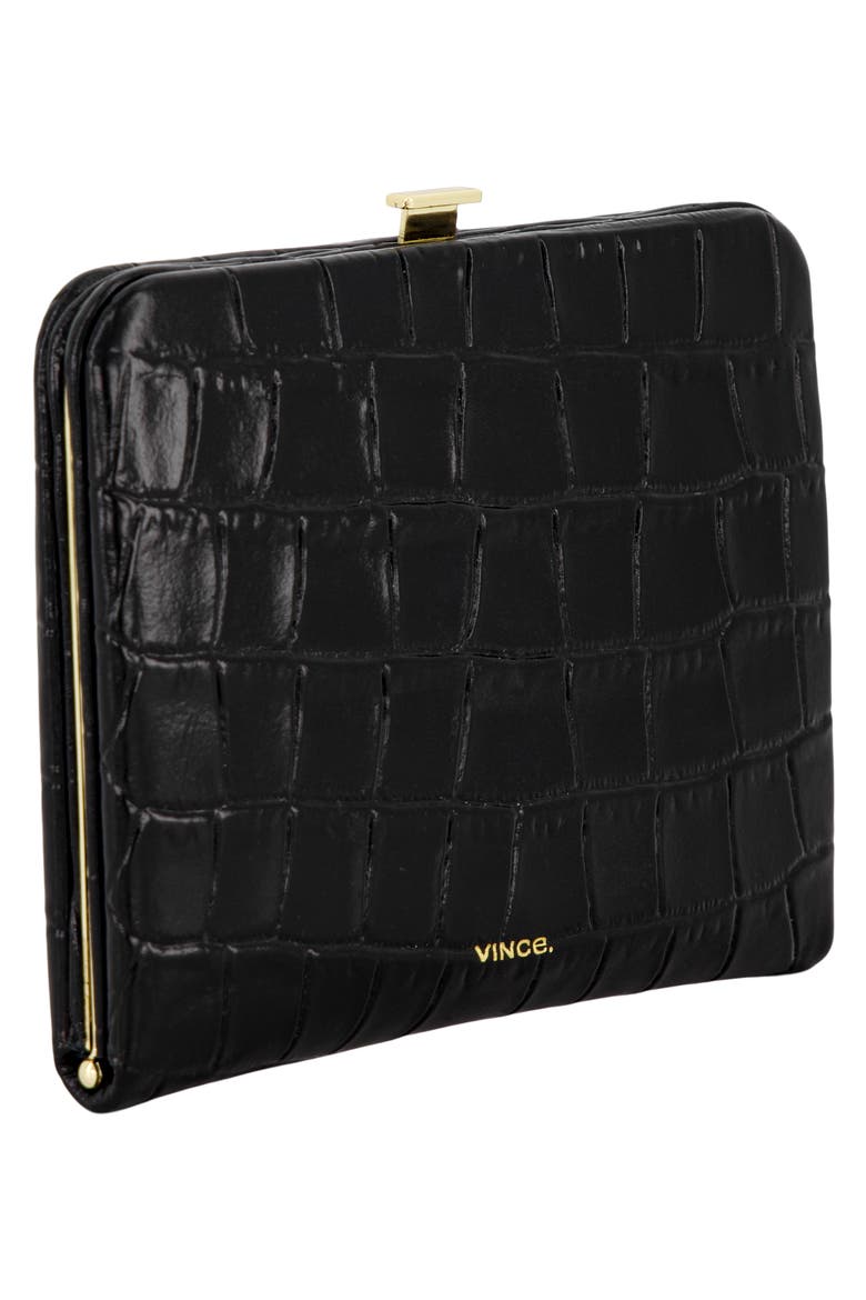 Croc Embossed Frame Wallet, Alternate, color, BLACK