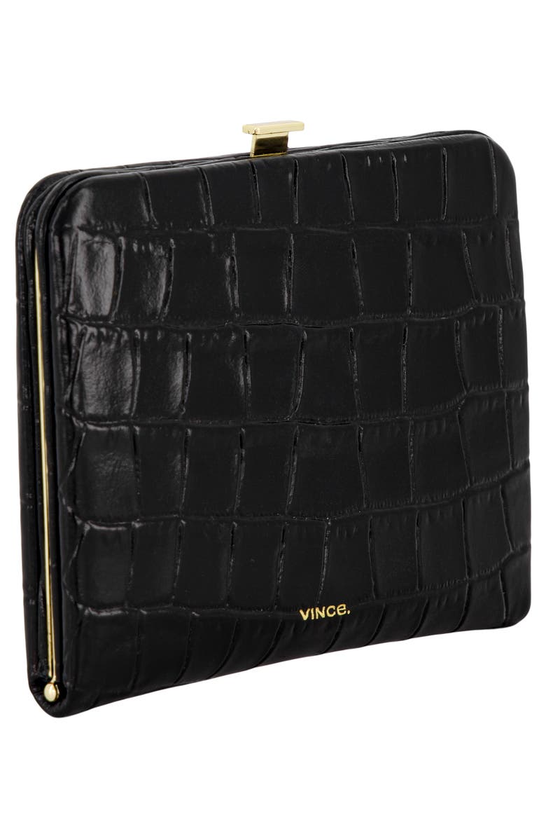 Vince Croc Embossed Frame Wallet, Alternate, color, Black