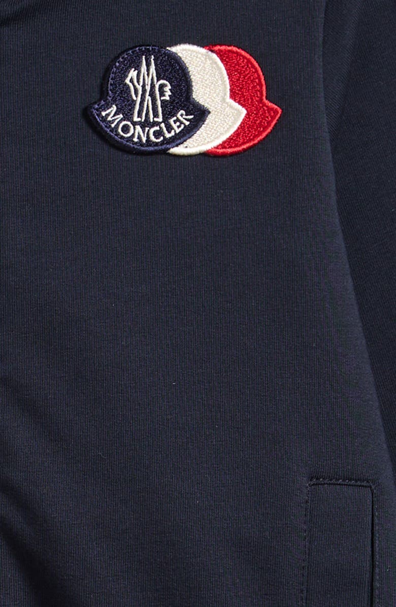 Moncler Kids
 Logo Patch Zip Hoodie, Alternate, color, Navy