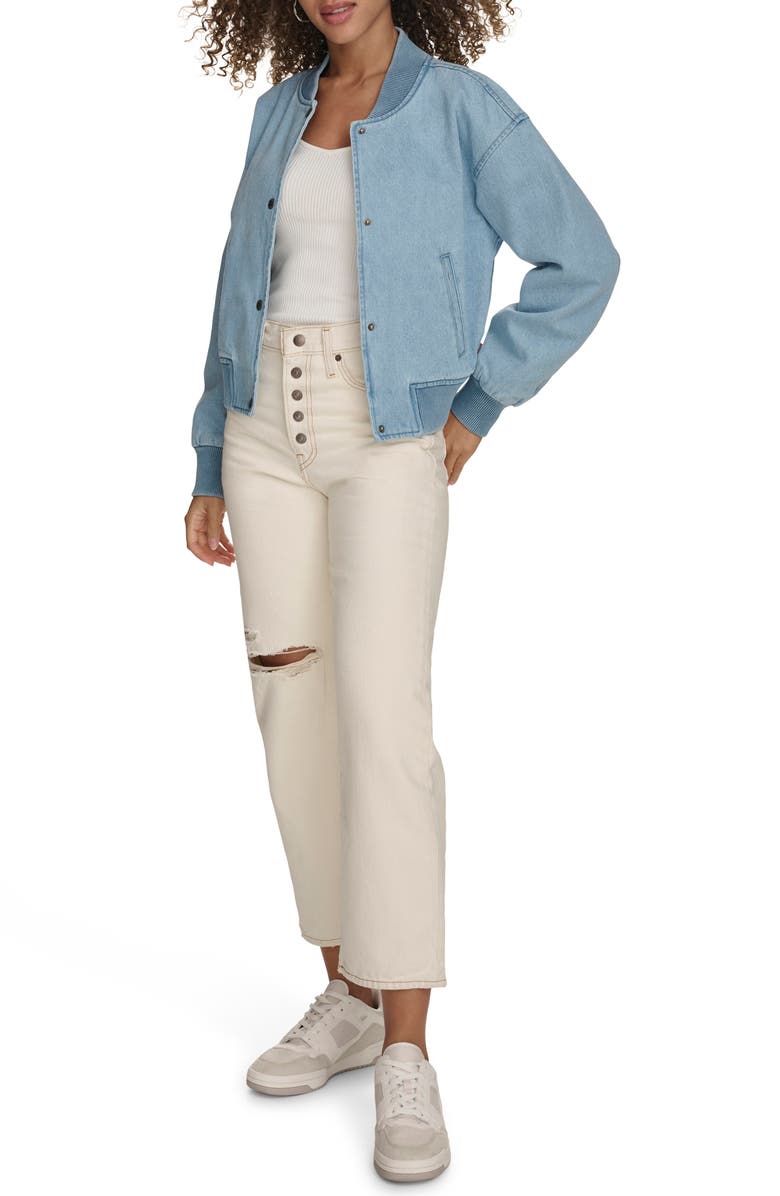 Levi's<sup>®</sup> Denim Crop Bomber Jacket, Alternate, color,
