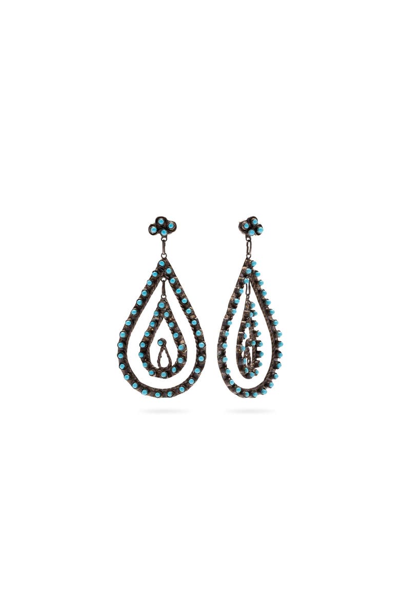 Fortela Turquoise Drop Earrings, Main, color, Silver