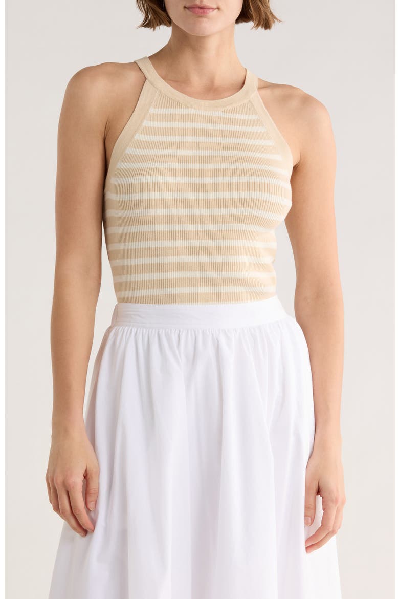 Stripe Rib Sleeveless Sweater, Main, color, ALMOND MILK/ IVORY