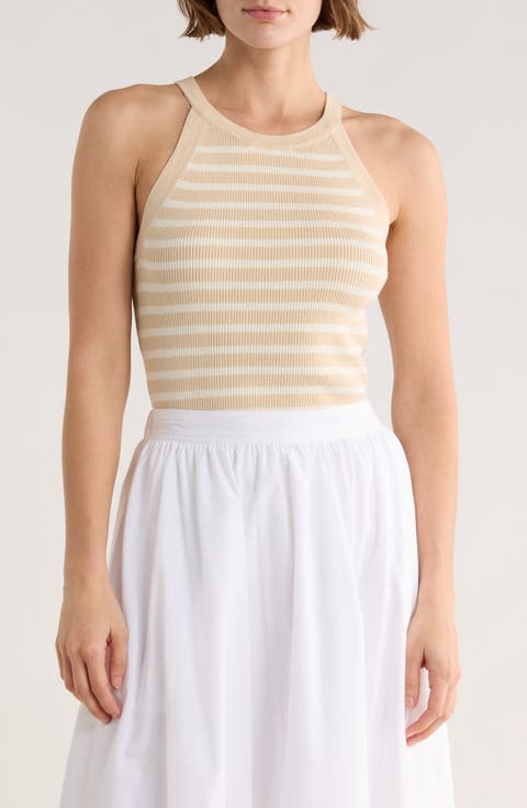 Stripe Rib Sleeveless Sweater