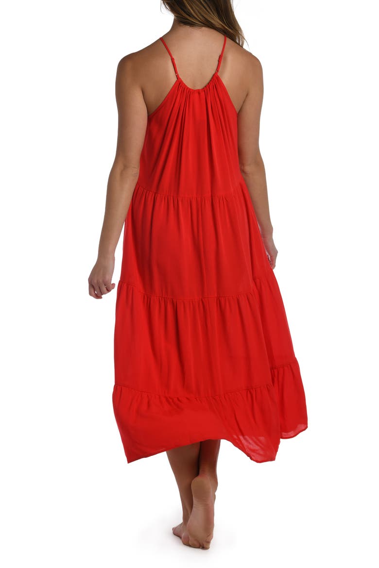 Coastal Halter Neck Cover-Up Dress, Alternate, color, CHERRY