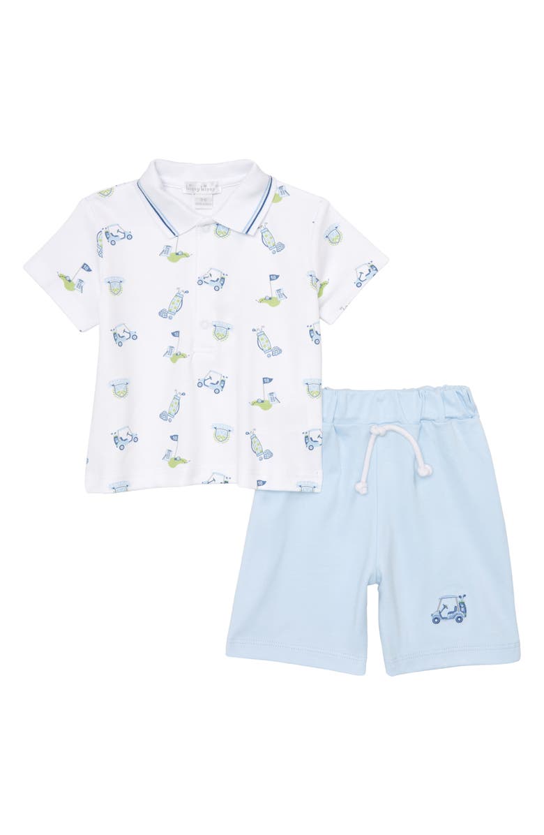 Kissy Kissy Golf Print Cotton Polo & Shorts Set, Main, color, 