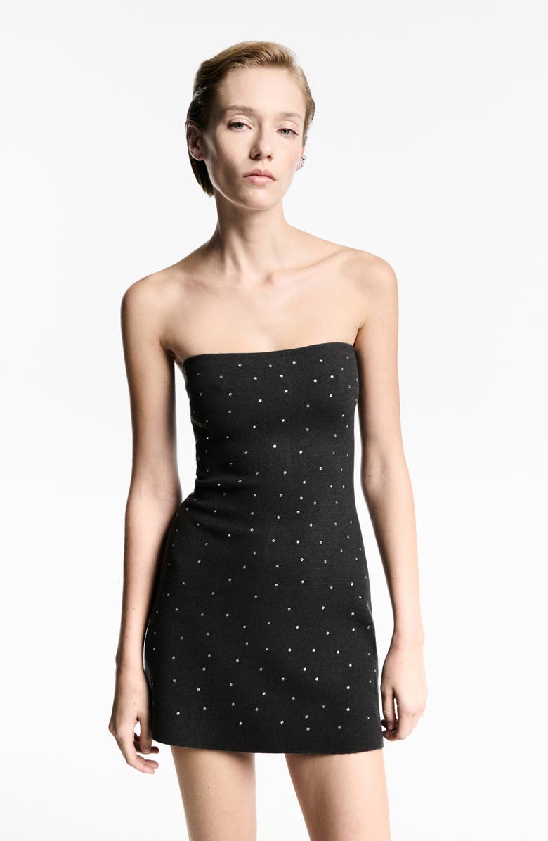 MANGO Embellished Strapless Sweater Minidress, Alternate, color, 