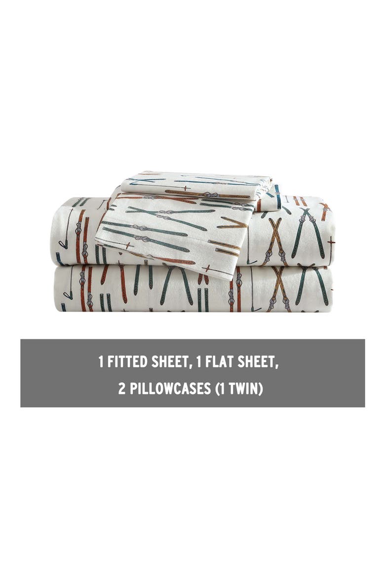 Ski Line Cotton Flannel Sheet Set, Alternate, color, WHITE