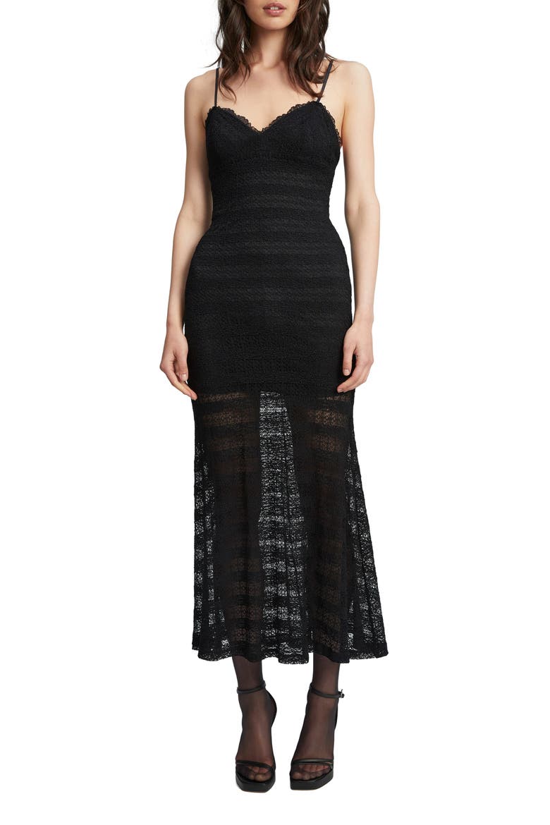 Flynn Lace Midi Dress, Main, color, BLACK