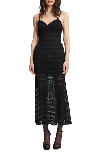 Bardot Flynn Lace Midi Dress In Black