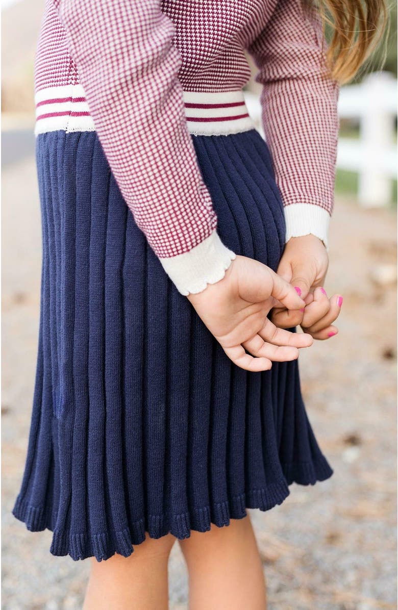 Hope & Henry Baby Girls' Organic French Blocked Sweater Dress, Infant, Alternate, color, Berry And Navy Colorblock