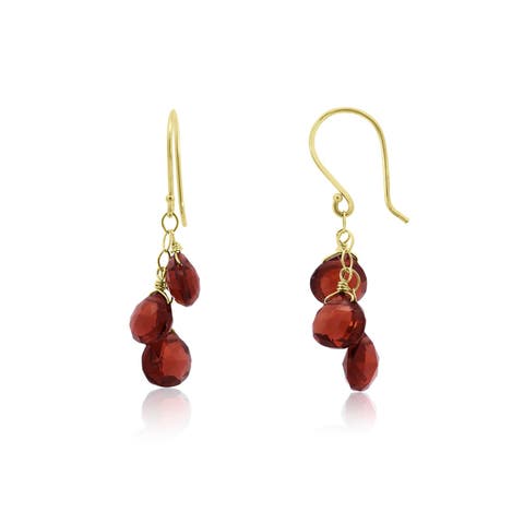 Garnet Bead Dangle Earrings